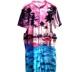 Tropical Flamingo Men's Short Romper
